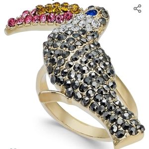 I.N.C. Gold-Tone Crystal Pavé Tucan Statement Ring